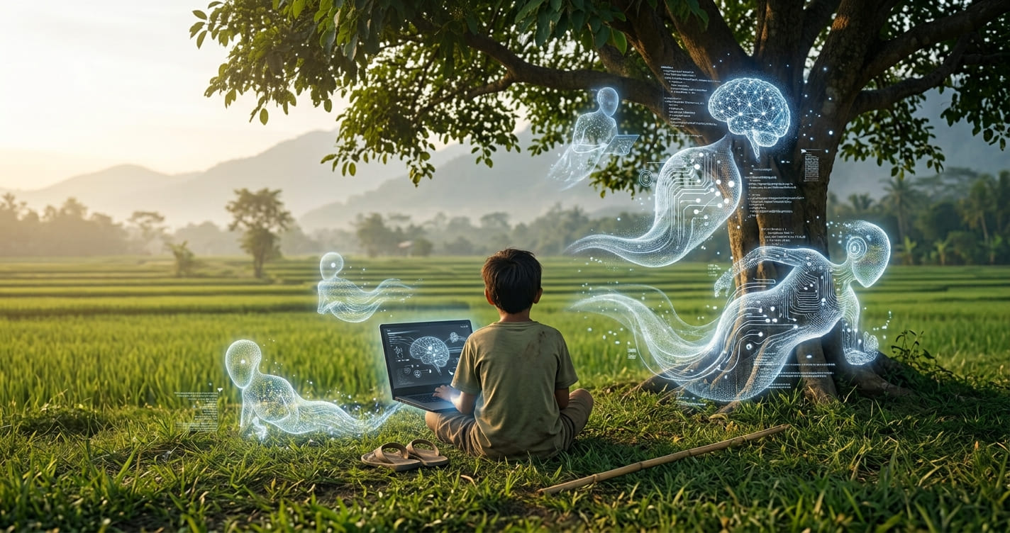 Ilustrasi Angon AI, dibuat dengan bantuan Gemini.