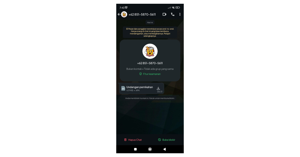 Kiriman APK Undangan Pernikahan melalui WhatsApp