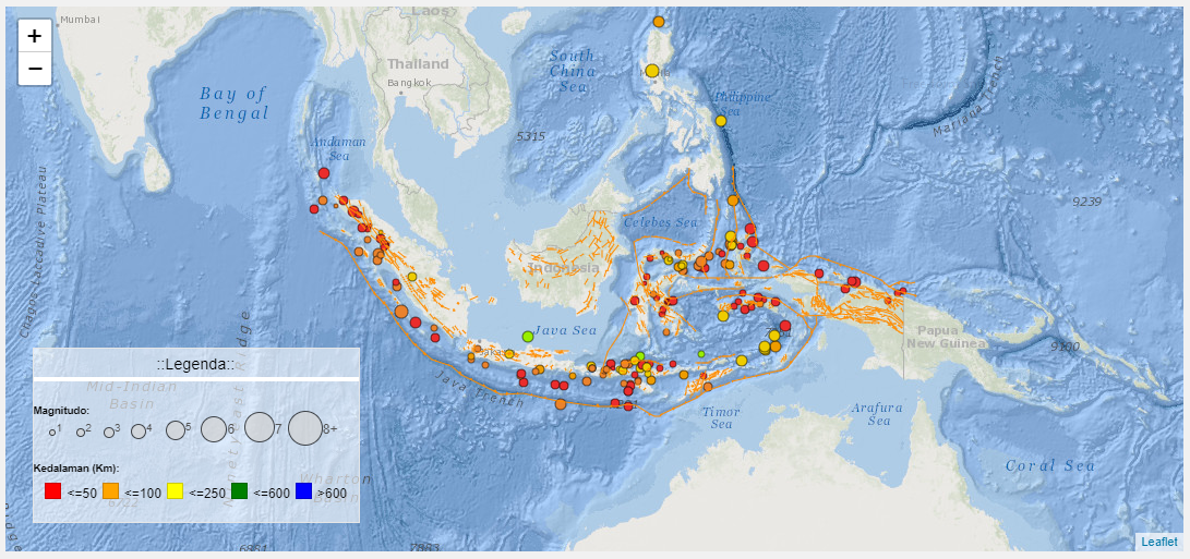 Daftar 200 Gempa Bumi Terakhir di Wilayah Indonesia