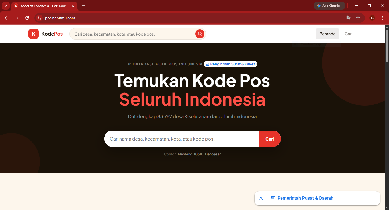 Tangkapan layar halaman web pos.hanifmu.com
