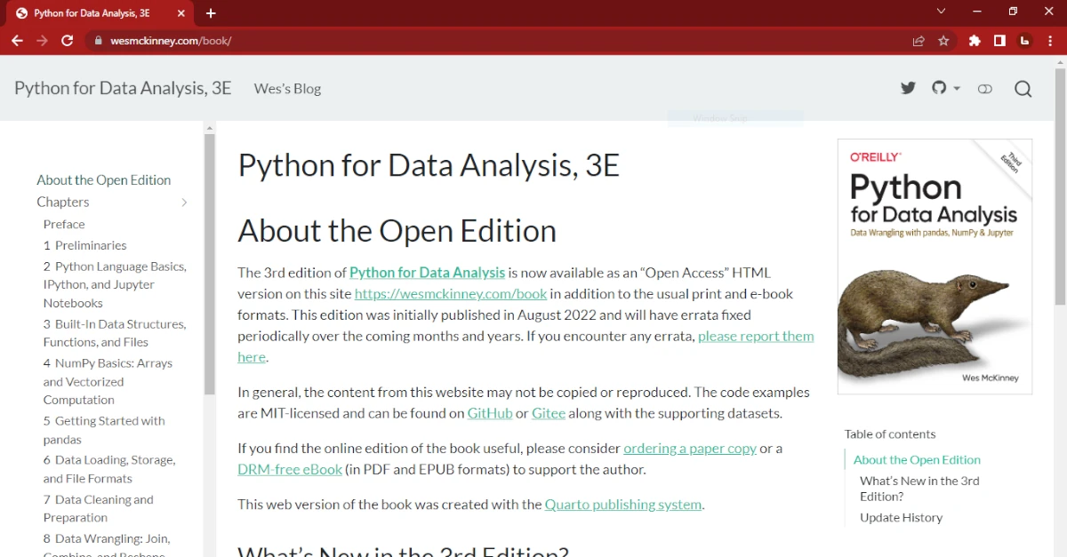 Book: Python for Data Analysis (Third Edition)