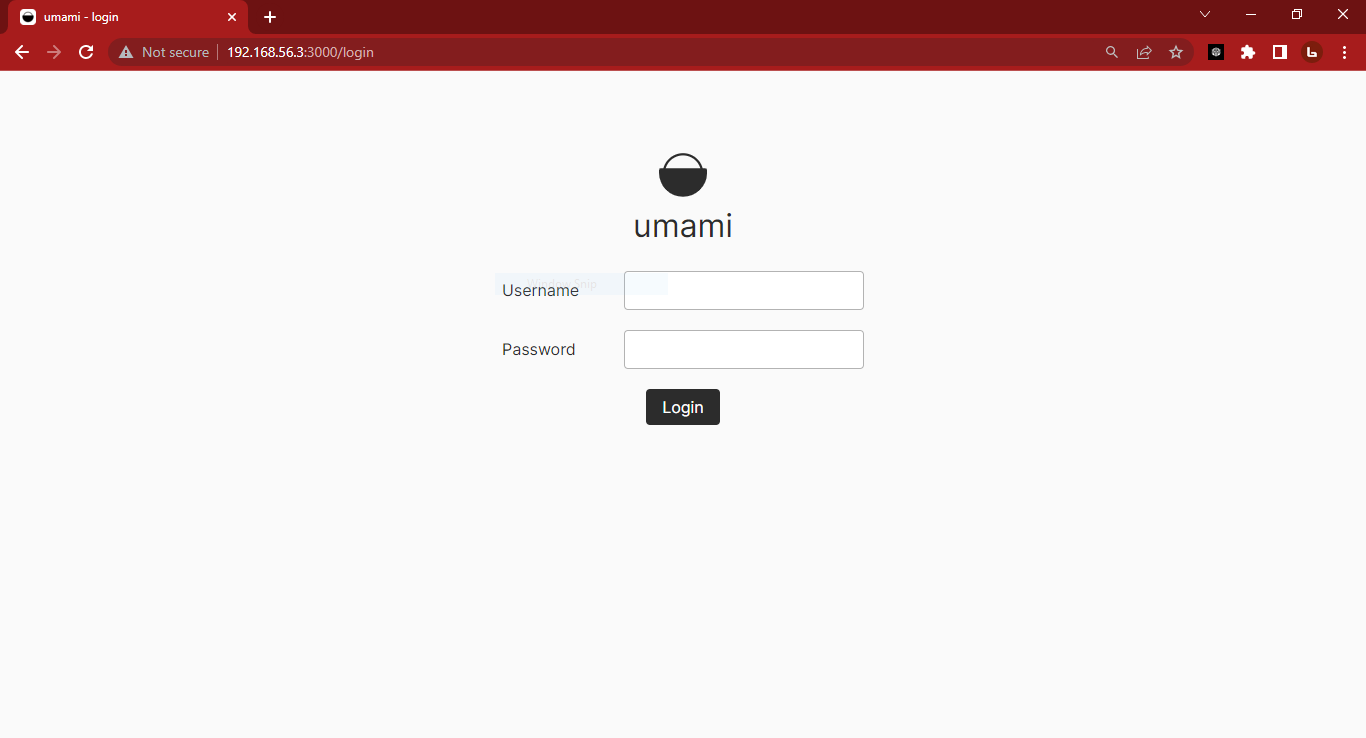  Tampilan halaman login Umami